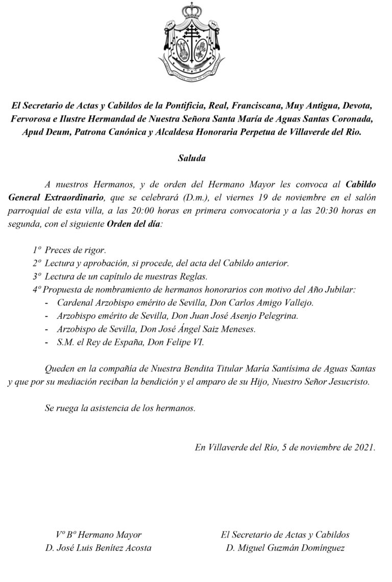 Cabildo General Extraordinario 19 noviembre 2021