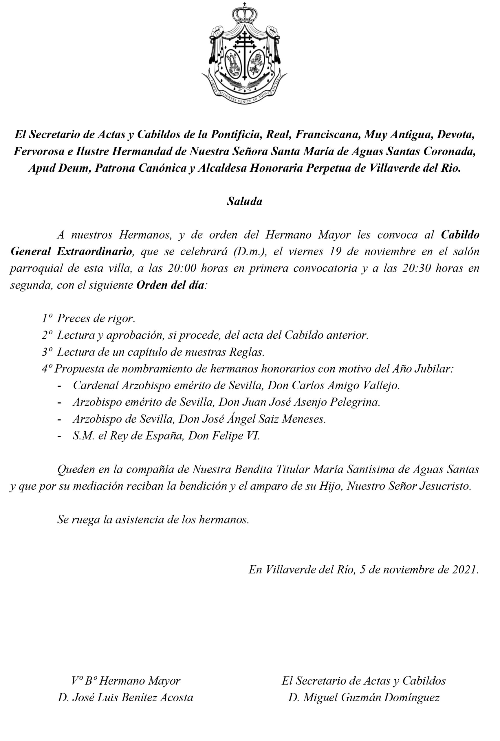 Cabildo General Extraordinario 19 noviembre 2021