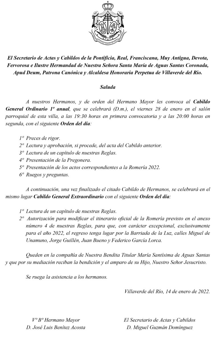 Cabildo General Ordinario 1º Anual y extraordinario 2022