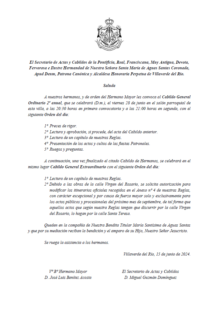 convocatoria cabildo junio 2024