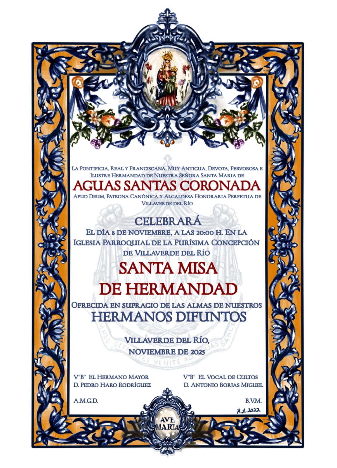 Cartel de presentación de la misa de hermanos difuntos del mes de noviembre